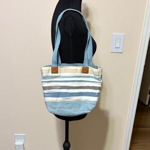 Thirty-One Blue and Cream Striped Tote